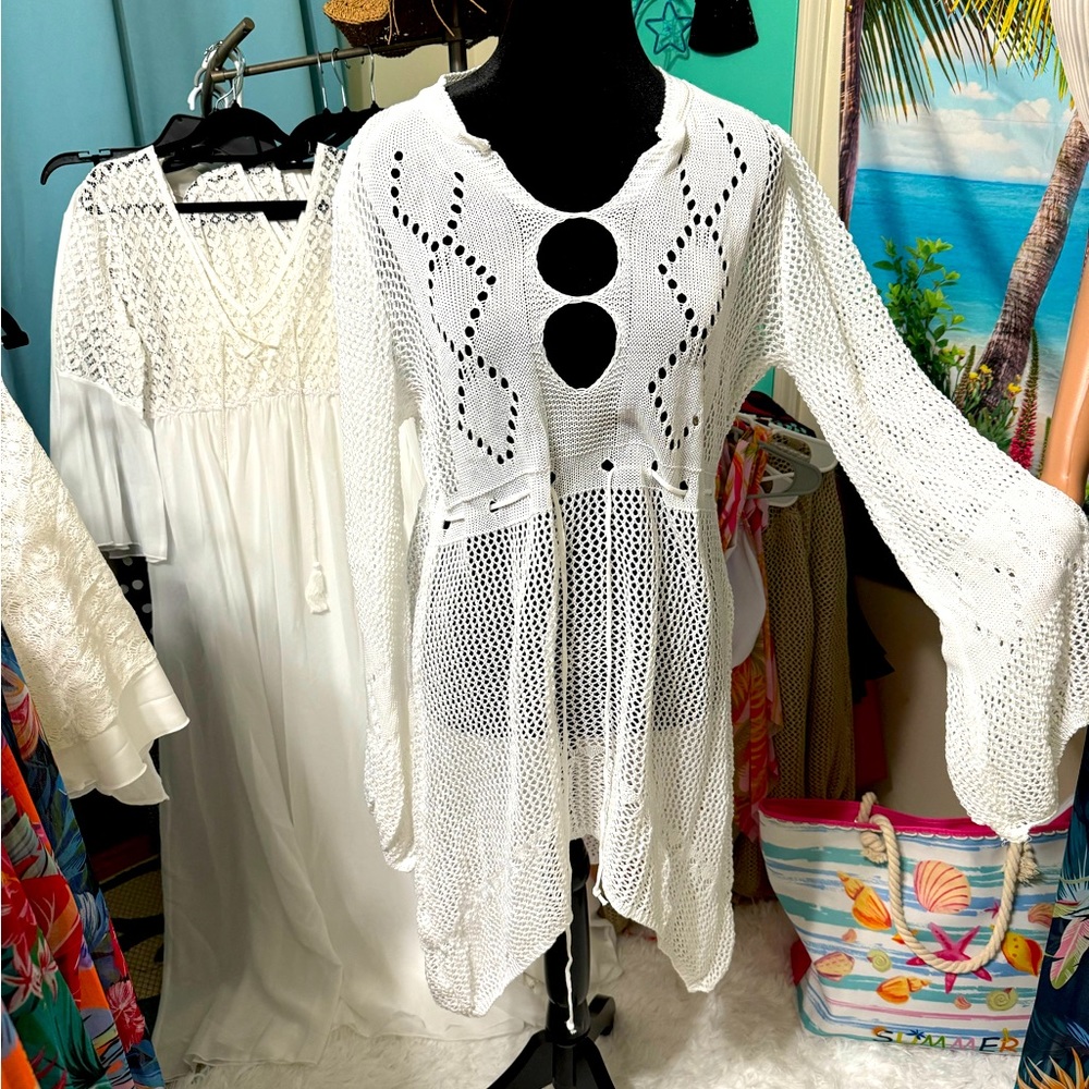 Women’s Sexy Hollow Knit Rash guard Beach Dress